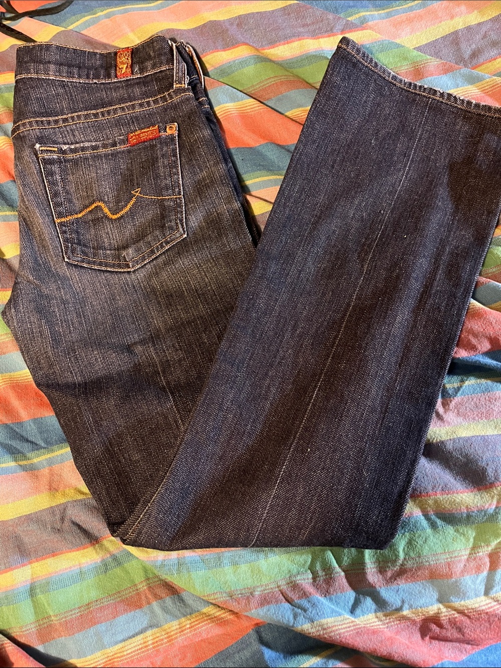7 For All Mankind Women's Dark Indigo Boot-Cut Jeans
